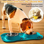 Hubulk Pet Dog Bowls 2 Stainless Steel Dog Bowl with No Spill Non-Skid Silicone Mat + Pet Food Scoop Water and Food Feeder Bowls for Feeding Small Medium Large Dogs Cats Puppies (Large, Green)