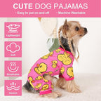 Dog Pajamas Pjs Spring Summer Dog Clothes for Small Dogs Girl Boy, Soft Stretchy Tiny Chihuahua Yorkie Puppy Clothes Doggie Onesies Cat Pet Jammies Outfit, Pink Duck, M