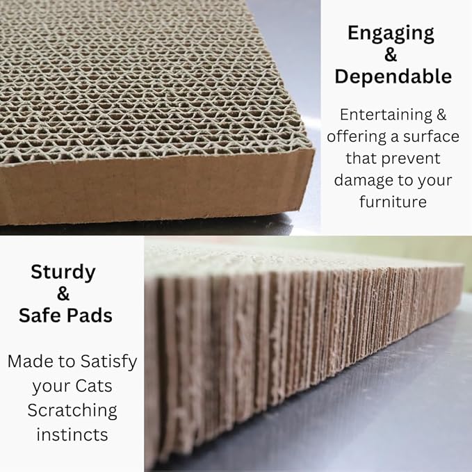 Cat Scratch Pad with Box 5 in 1, Cardboard Cat Scratcher, Cat Scratcher Cardboard, Scratching Pads for Indoor Cats, Cat Scratching Post Reversible Cat Scratching Board (5 Pack with Box)
