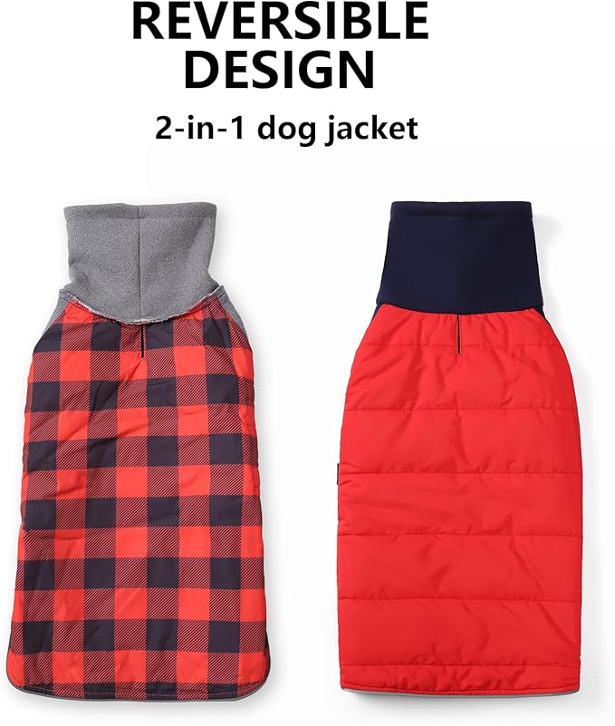 Dachshund Dog Coats Jacket fit for Dachshunds Corgi Weiner Reversible Winter Coat Padded Cotton Lining high Collar Dog Suit in Autumn Winter - Red - XS