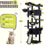 WEEWAY Cat Tree Tower for Indoor Cats,81'' Multi-Level Cat Furniture Activity Center,Stand House Condo Cave,Sisal Scratching Posts Ramps,Plush Perches Platforms Basket Hammock, Dark Grey