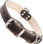 ADITYNA Heavy-Duty Black Leather Dog Collar for Large Dogs - Soft Padded for Comfort - Large Dog Collar for Walking, Training, and Hiking