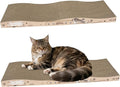 ALLGEAR 33"x13" Extra Large Cat Scratcher Lounge, Jumbo Corrugated Cardboard Scratching Pad for Large Cats, Wave Reversible Thick 2.2"–1.4", W/Catnip, Durable Cat Bed (2 XL Pads = 4 Medium Pads)