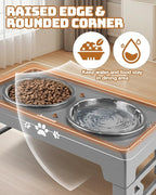 Elevated Dog Bowls for Small Dogs and Cats, Non-Slip Cat Bowls with 2 Thick 5.5" Stainless Steel Dishes, Dog Feeder 2 Heights Adjustable to 2.6"-5.3"