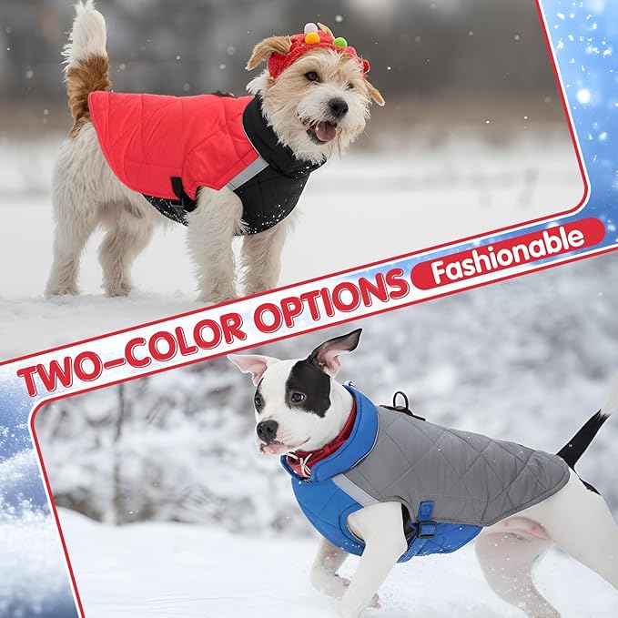 2 Pack Winter Dog Coat Winter Waterproof Dogs Jacket Pet Warm Quilted Vest Hook and Loop Coats for Small Dogs Cold Weather(M)