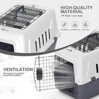 MoNiBloom 22-Inch Dog Crate Plastic 2-Door Top Loading Cat Carrier, Hard-Sided Dog Travel Carrier for Small Dogs and Cats, Ventilation and Security Lock Design for Pets up to 22 lbs (Grey)