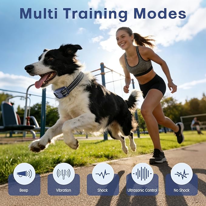 Dog Training Collar with Remote – 4200FT Range, 2-in-1 Ultrasonic Bark Deterrent, 4 Humane Training Modes, Dual Channel, IP67 Waterproof & Rechargeable eCollar for Small, Medium & Large Dogs 20–120lbs