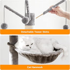 HOOBRO Cat Tree Tower with Litter Box Enclosure Indoor, Wooden Cat Condo with Scratching Posts, Litter Box Furniture Hidden, All-in-One Cat House, Greige BG15MZ03