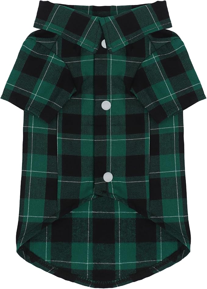 Paiaite Plaid Dog Shirt: Classic CheckeGreen Style in Cotton for Large, Medium, and Small Breeds, Comfort, Breathability, and Elegance Dog Clothes. Perfect for Everyday Wear, and Photoshoots Green 4XL