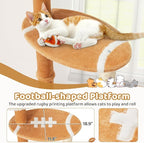 Erinnyees 51" Football Cat Tree Tower for Indoor Cats, Game Day Sports Themed Cat Condo with Sisal Scratching Posts & Hammock, Unique Pet Furniture Gifts for Fans