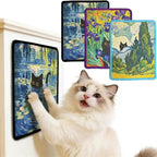 3PCS Cat Scratcher Wall Art, Sisal Home Decor Cat Scratch Mats, Wall Mount Kitten Scratching Pad with Hoop and Loop Adhesives, Cardboard Post Alternative for Indoor, Starry Night+Cypresses+Irises