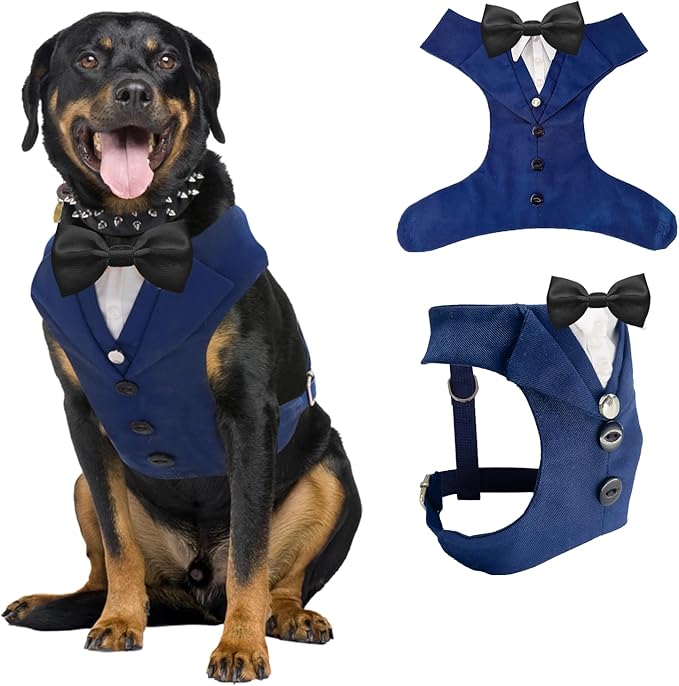 AVERYDAY Dog Tuxedo for Wedding Outfit, Dog Suit and Tie Costumes for Birthday, Halloween, Cosplay, Christmas Party, Pet Formal Wear with Bowtie, Tux for Medium Large Dogs, Bulldog, Labrador, Husky