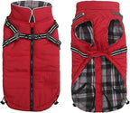 Winter Warm Coat Geyecete Waterproof Dog Winter Jacket with Harness Traction Belt,Pet Outdoor Jacket Dog Autumn and Winter Clothes for Medium, Small Dog-Red-S