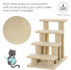 25" 4-Step Multi-Level Carpeted Cat Scratching Post Pet Stairs,cat Tree Tower cat Ladder for Indoor cat Gym for Indoor Cats cat Climbing Wall Small cat Tree for Indoor Cats Beige