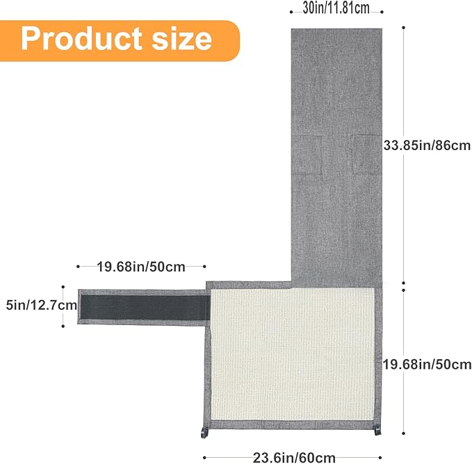 Uross Natural Sisal Cat Couch Protector Scratch Furniture Protector- Couch Protector from Cat Claws, Anti Couch Corner Sofa Protectors Furniture Scratch Guards for Cats - Left