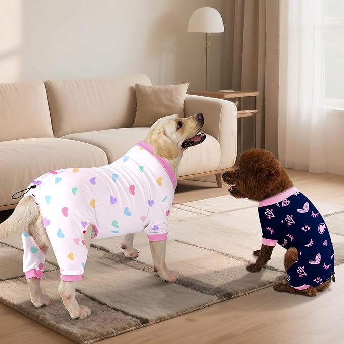 Glittme 2PACK Dog Pajamas Soft Dogs Clothes for Small Medium Dogs Elastic Cats Apparel Breathable Dog Pjs for Puppy
