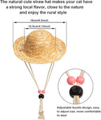 Weewooday 6 Pieces Dog Cat Costume, Pet Sunglasses and Summer Straw Hat with Faux Gold Chain Collar, Classic Funny Pet Accessories for Cat Puppy Small Medium Dog(Cute Style)
