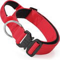 MoNiBloom Tactical Dog Collar with Handle, 1.5 Inch Wide Heavy Duty Military Collar for Medium Large Dog Walking, Training, Running, Red