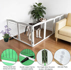 Dog Fence Indoor,Dog Gate Indoor for Doorway pet gate -6-Panel Freestanding, Hallways, House or Stairs -120x32-Inch Retractable Foldable Expandable Wood Pet by SFJC (White)