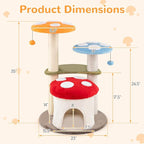 Tangkula Mushroom Cat Tree, 35 Inch Cute Cat Tower with Sisal Scratching Posts, Cat Condo, Padded Platforms, Dangling Balls, Multi-Level Modern Cat Furniture, Activity Center for Indoor Cats & Kittens