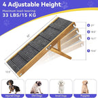 2026 Upgraded Dog Ramp for Couch, Foldable Small Dog Ramp for Sofa, 4 Adjustable Height from 13'' to 21", Portable Stable Pet Step with Non-Slip Pad, Pet Ramps Use for Couch Stairs, Walnut
