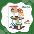 Tangkula Mushroom Cat Tree, Cute Cat Tower with Full-Wrapped Sisal Post, Scratching Board & Spring Ball, Cat Condo, Flower Cat Tree Tower for Indoor Cats Large Adult (40.5 Inch)