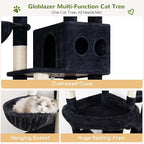 Globlazer 82" Extra Large Cat Tree for Big Cats, Heavy Duty Cat Tree for Multi-Cat Household, Maine Coon Cat Tree with 3 Condos, 2 Hammocks, 3 Perches & Scratching Board, S82D, Dark Gray