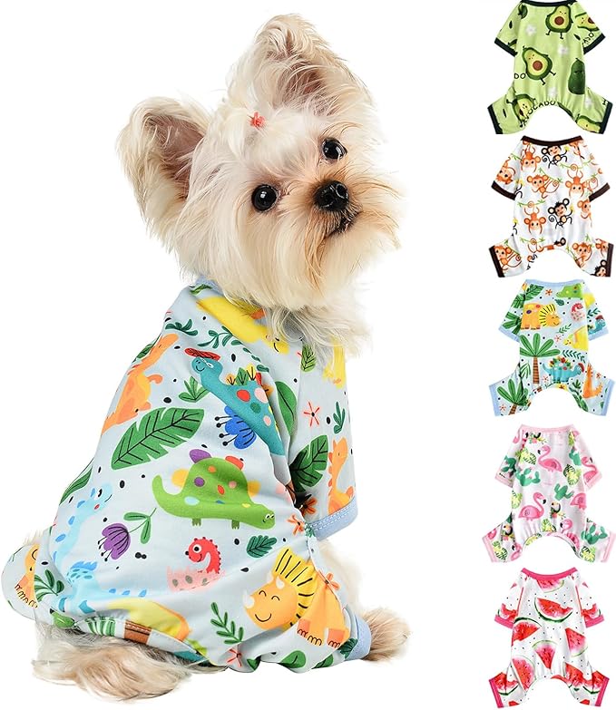 Dog Pajamas for Small Dogs Boy Girl, Dog Clothes Tiny Chihuahua Yorkie Spring Summer Shirt, Cute Puppy Outfit Pjs Jumpsuit Cat Onesie Apparel Pet Clothes
