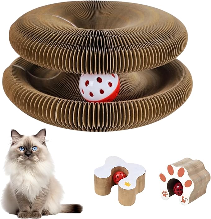Kitty Curvels Style Transformable Cat Scratcher for Indoor Cats – Interactive Reversible Cat Scratching Pad, Durable Corrugated Cardboard for Furniture Protection（2PC）