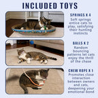 2PCS Large Cat Cardboard Scratcher with Toys, Oval 21.7" x 14.9" Kitty Scratching Board for Indoor Kitten Play Scratch Bed Sofa Furniture Protector