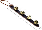 Amish Crafted Leather Strap Arctic Sleigh Bell Door Hanger Hanging Jingle Bells (Brown Leather, 14 Inches)