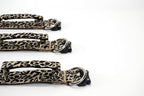 Heavy Duty Dog Collar with Unique Leopard Totem Design Adjustable Durable Nylon Collar, Metal Buckle for Large Dogs Bold Style for Training & Outdoor Adventures (Gold Leopard M)