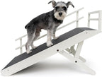 DoggoRamps Dog Ramp with Safety Rails - Adjustable from 14" to 21" with Anti-Slip PAWGRIP & Convenient Platform Top - for Small Dogs up to 150lbs - Made of Solid Hardwood in North America