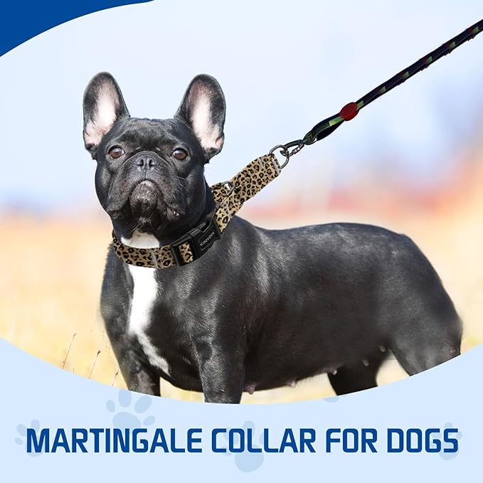 Kazazoo Martingale Collar for Dogs with Quick Release Buckle Adjustable Soft Durable Dog Collar for Small Medium Large No Pull Training Dog Collars-Brown Leopard M