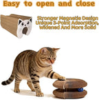 Magnetic Interactive Cat Toy Cardboard Scratcher with 1 Ball for Mental Exercise, Featuring Kitty Kurlz, an Accordion Scratching Board with Twist Paws for Indoor Cats in Gray/Brown