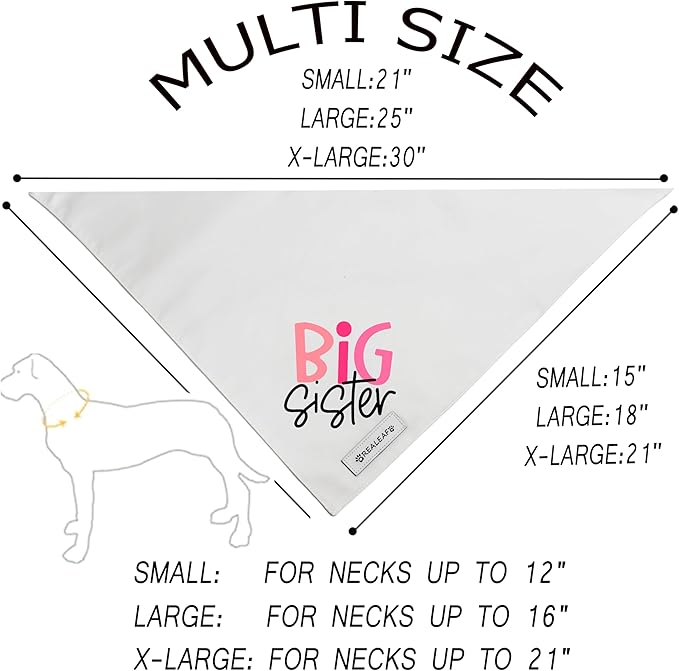 Realeaf Big Brother Big Sister Dog Bandanas Pet Scarf for Medium and Large Dogs New Baby Announcement Pet Accessories Pregnancy Reveal Ideas (X-Large)