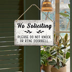 No Soliciting Sign For Home, No Soliciting Door Sign For House Please Do Not Knock Or Ring Doorbell Funny Wooden Funny Hanging Sign