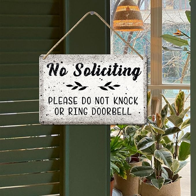 No Soliciting Sign For Home, No Soliciting Door Sign For House Please Do Not Knock Or Ring Doorbell Funny Wooden Funny Hanging Sign
