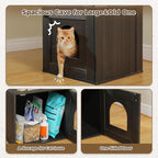 PETEPELA Cat Tree with Litter Box Enclosure, 2-in-1 Wood Cat Tower for Indoor Large Cats, 57.5'' Cat Condo with Scratching Posts, Cozy Hammock and Repalcable Dangling Balls, Black