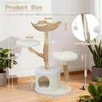 MOLACHI Modern Cat Tree Tower, 41in Tall Real Solid Wood Cat Tree for Indoor Big Cats, Plush Multi-Level Cat Condo with Sisal-Covered Scratching Posts, Dangling Ballor Fun Play, Ideal Pet Gift