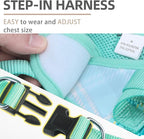 PUPTECK Dog Harness and Leash Set for Small Medium Dogs No Pull Step-in Soft Mesh Puppy Cat Vest Harnesses Reflective at Night, Plaid Pattern Green M
