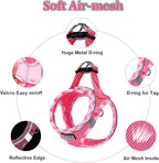 Mercano Soft Mesh Dog Harness and Leash Set, No-Chock Step-in Reflective Breathable Lightweight Easy Walk Vest Harnesses with Safety Buckle for Small Dogs, Cats (S, Fuchsia)