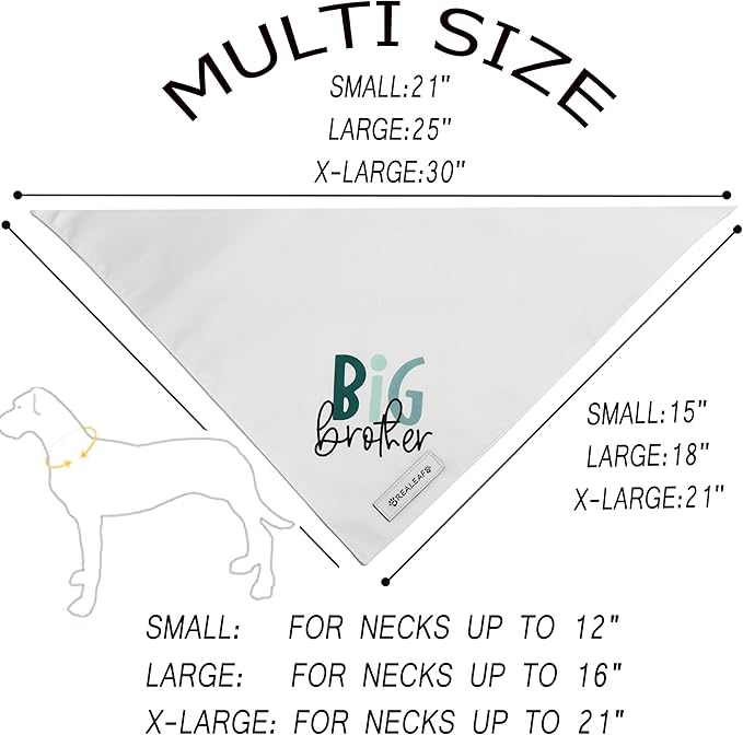 Realeaf Big Brother Dog Bandanas Pet Scarf for Medium and Large Dogs New Baby Announcement Pet Accessories Pregnancy Reveal Ideas (Big Brother, Large)