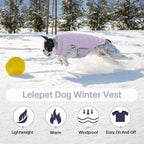 Lelepet Reversible Dog Coat Waterproof Dog Jacket Windproof Puffer Vest for Winter Warm Lightweight Coats for Small Dogs Adjustbale Hook & Loop Pet Apparel with Leash Hole, Shih Tzu, Purple, S