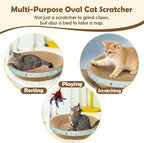 Large Cat Scratcher Bed, 16.9" x 16.9" x 3.9" Cat Scratch Cardboard with 2‑in‑1 Design, Scratching Board Pad for Indoor Cats Kitty Kittens, Scratch Bowl Lounge House Couch, Furniture Protector, Round