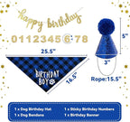 LESYPET Dog Birthday Party Supplies, Dog Birthday Hat with Bandana, and Banner, Cat Decorations Set for Party, Blue