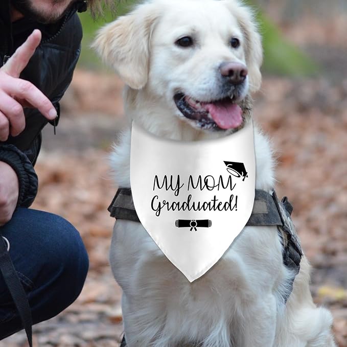 My Mom Graduated Dog Bandana - Puppy Scarf for Graduation Announcement, Pet Accessories, Reveal Ideas - Gift for Dog Lovers