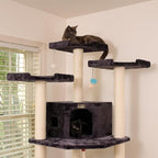 Tall Cat Tree - Multi-Level Cat Tower with Sisal & Condo - 82" Gray