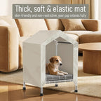 Elevated Dog House with Soft Cushion Insert - Comfortable Pet Home with Elevated Design, Sturdy Dog Shelter for Indoor/Outdoor Use,Perfect for Pets (Small)