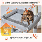 Taoqimiao Cat Tree for Indoor Cats, 55.1In Sturdy Cat Tower, Large Platform, Rotatable Round Condo with Large Scratch Board, Extended Cat House, Thickened Full-Sisal Scratching Post, Light Gray, F10W